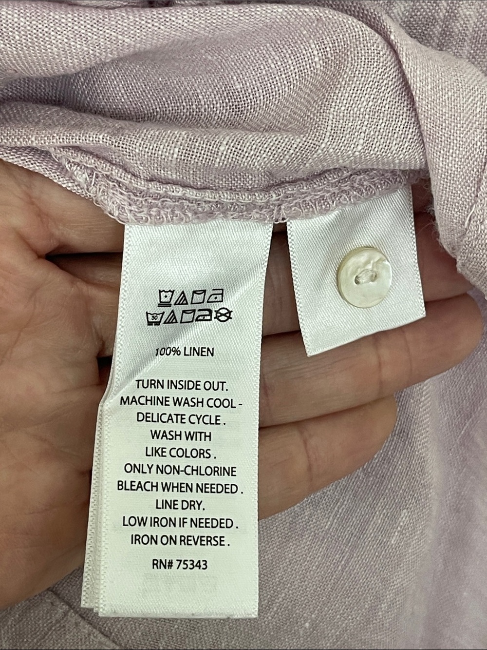 Sigrid Olsen 100% Linen Blush Pink Roll Tab Button Up Shirt Size Small - Picture 7 of 7